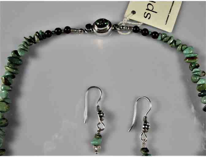 Natural Turquoise Beaded Necklace & Earrings Set