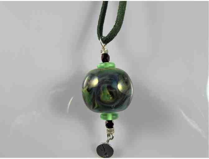 Handmade Large Soft Glass Pendant on Suede