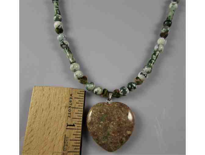 Unakite Heart Beaded Necklace