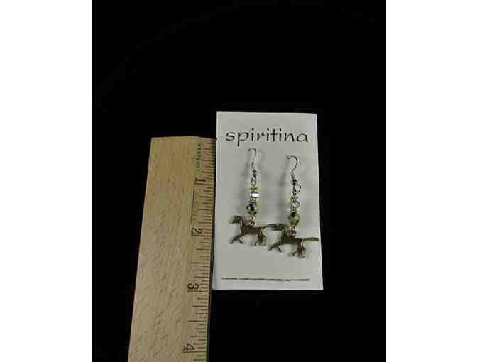 Dalmatian Jasper with Brass Horses Earrings