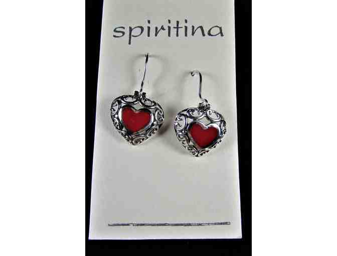 Coral Heart Sterling Silver Earrings