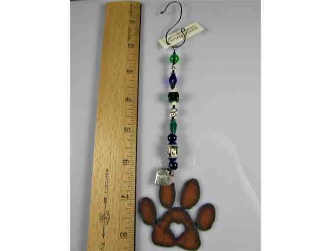 Rustic Metal Paw Beaded Ornament