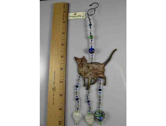 Rustic Metal Cat Beaded Ornament / Sun Catcher