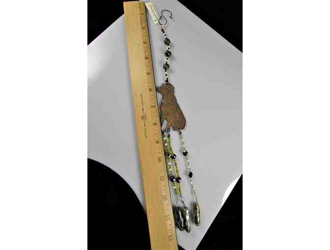 Rustic Metal Dog Beaded Ornament / Sun Catcher