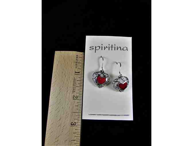 Coral Heart Sterling Silver Earrings