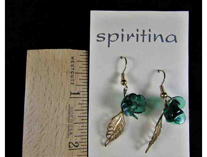 Rare 1940s Hand-Blown Flower Earrings