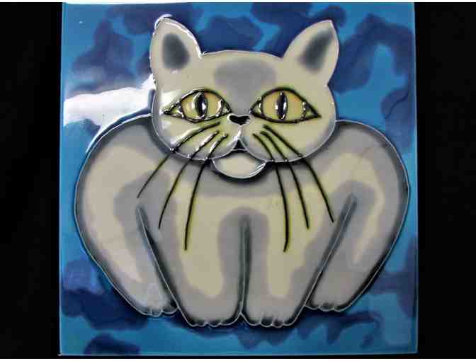 Firelor Blue Cat Tile Trivet