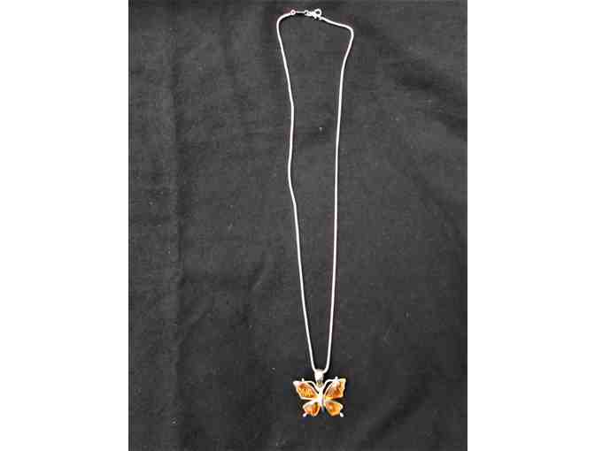 Sterling Silver Amber Butterfly Necklace