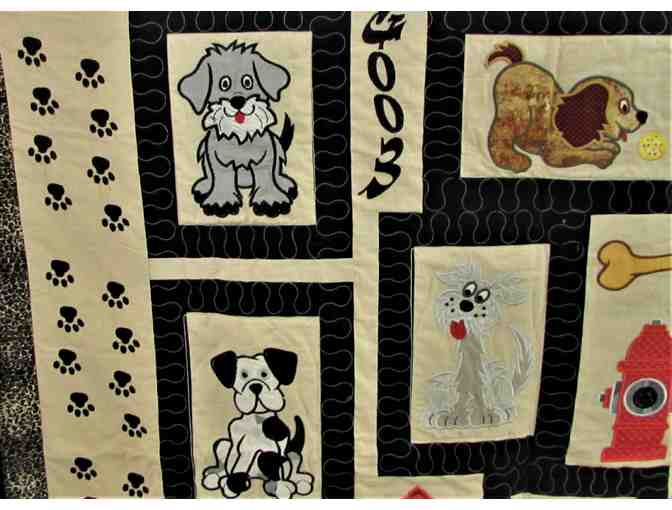 'WOOF' Handcrafted Dog Prints Quilt