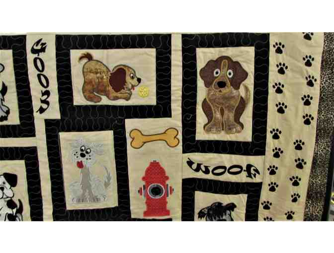 'WOOF' Handcrafted Dog Prints Quilt
