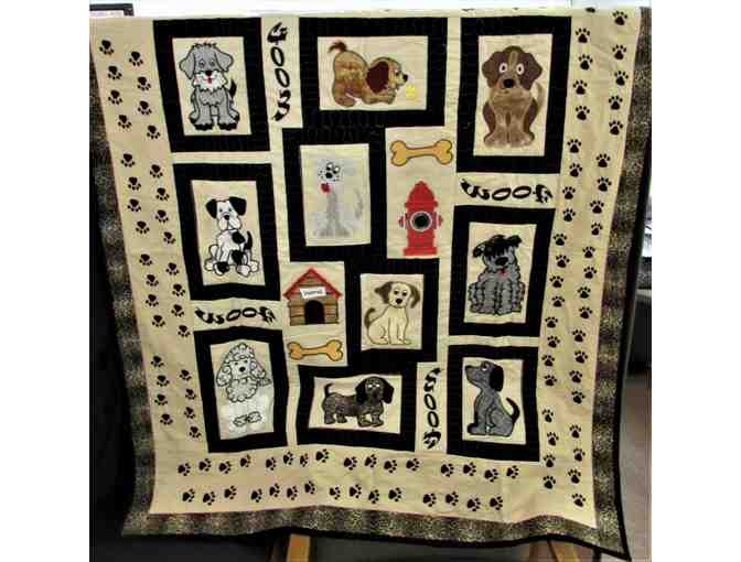 'WOOF' Handcrafted Dog Prints Quilt