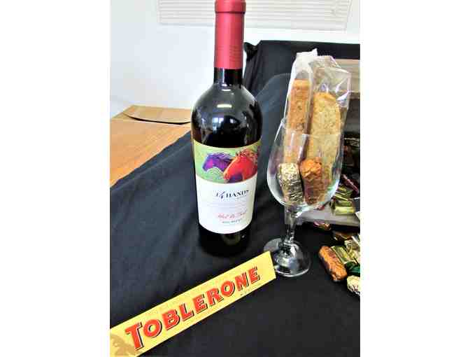 Crate Filled with Wine, Chocolate & a Candle