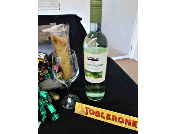 Crate Filled with Wine, Chocolate & a Candle