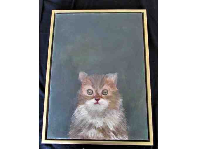 Framed Cat Oil Painting