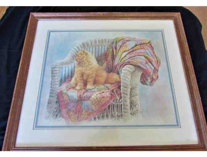 Framed Print of Cat with Quilt