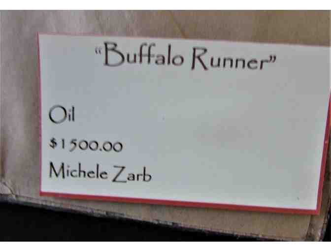 Framed Oil Painting 'The Buffalo Runner'