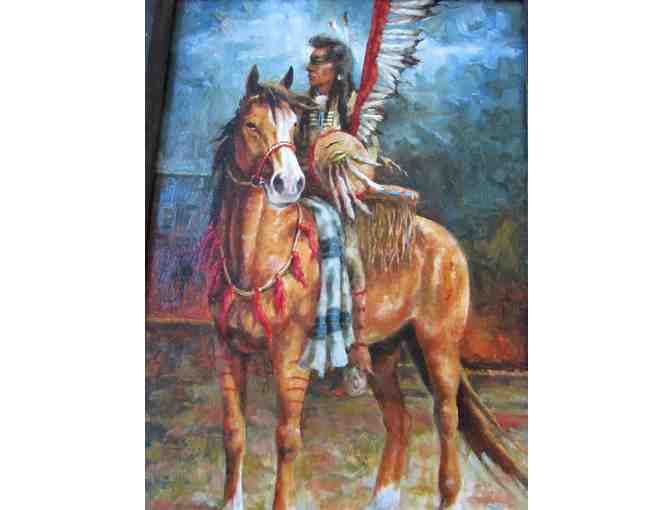 Framed Oil Painting 'The Buffalo Runner'