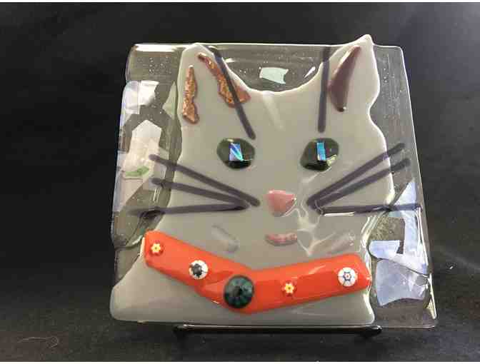 Fused Glass Kitty Cat Plate