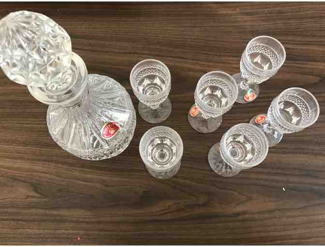 Vintage Crystal Aperitif Glasses & Decanter