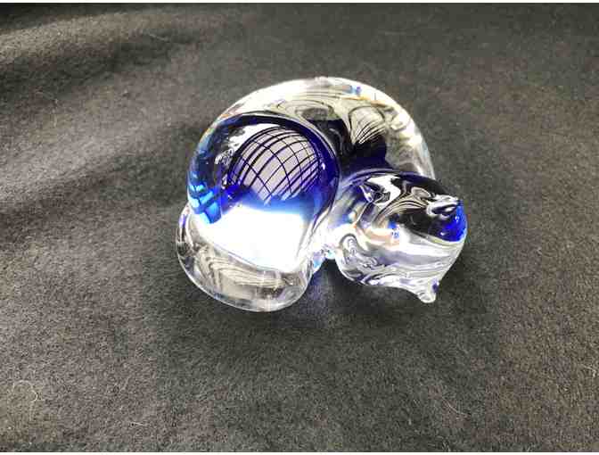 Sleeping Blue Glass Cat