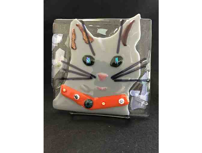 Fused Glass Kitty Cat Plate