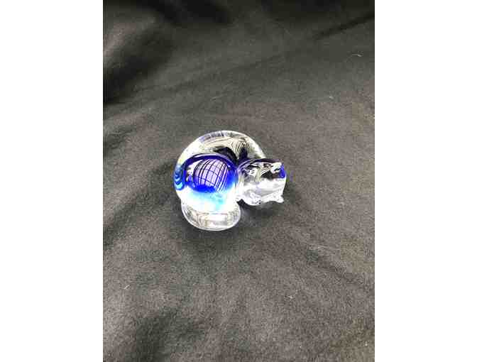 Sleeping Blue Glass Cat