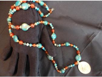 Turquoise & Red Stone Necklace