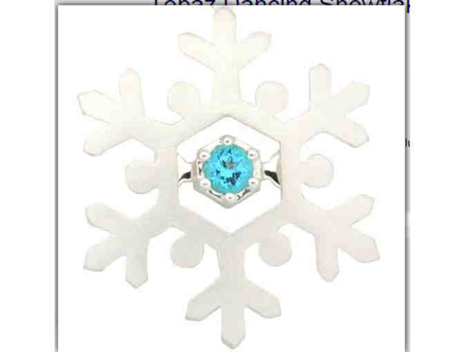 Silver Snowflake with Floating Blue Topaz