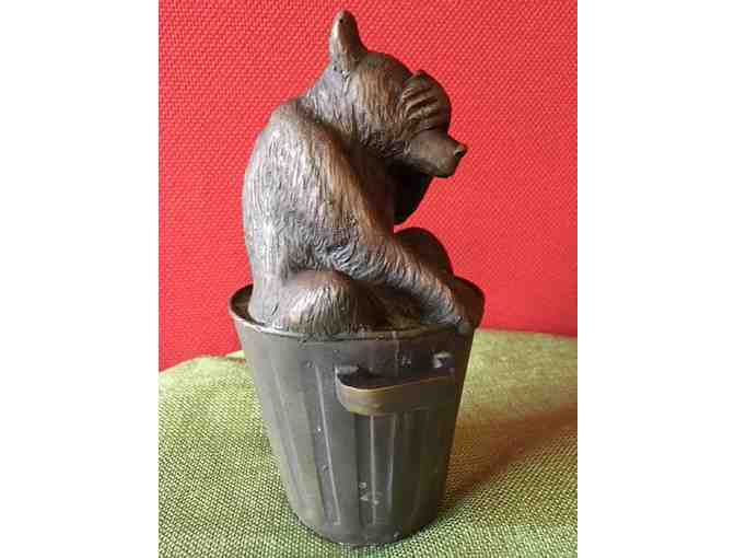 Luna Bronze:  Bronze Bear Sitting in Bucket
