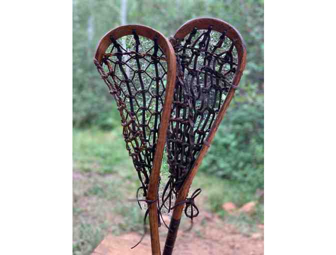 Mark Miller Collection - Pair of Antique Wooden Lacrosse Sticks