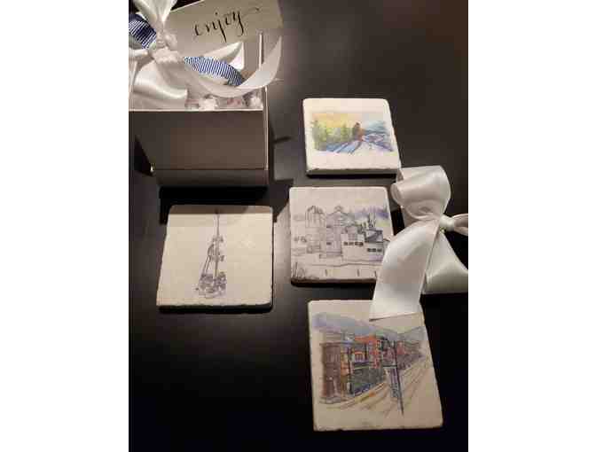 Lemongrass & Co. - Gift box includes 4 hand-painted coasters of scenes from Park City
