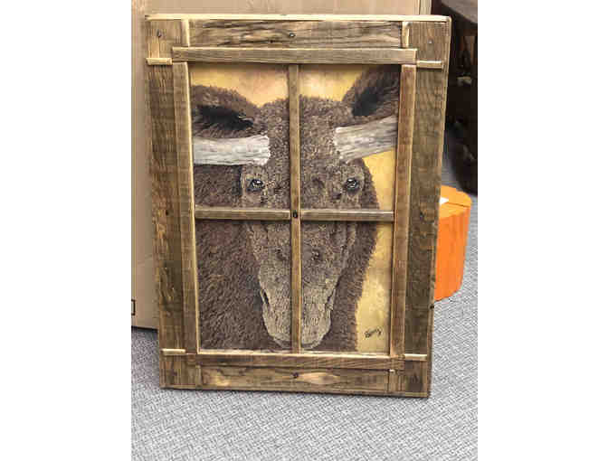 'Moose in the Window' framed painting