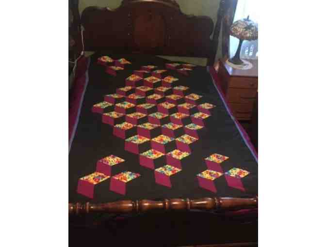 One of a kind Musical Tumbling Blocks Quilt