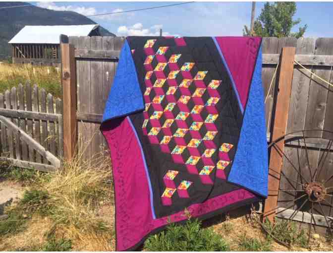One of a kind Musical Tumbling Blocks Quilt