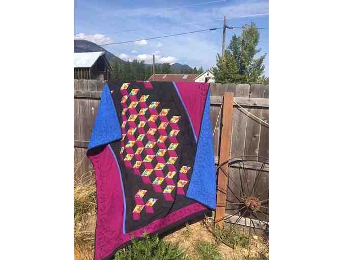 One of a kind Musical Tumbling Blocks Quilt
