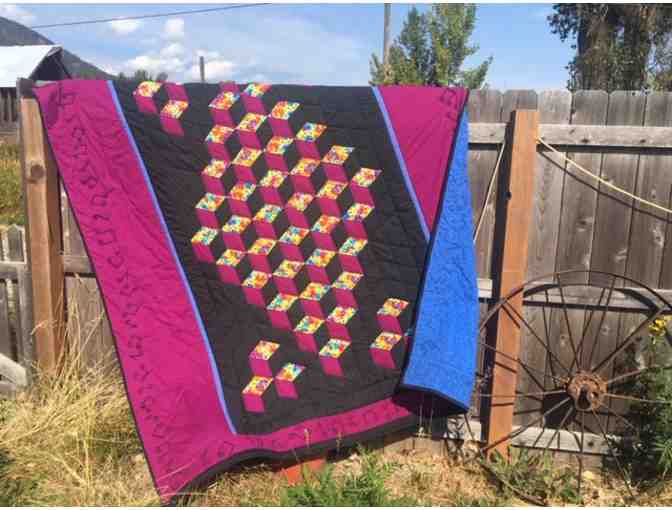 One of a kind Musical Tumbling Blocks Quilt