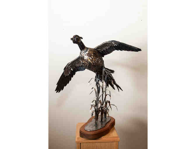 Metal pheasant sculpture by Jim Dolan