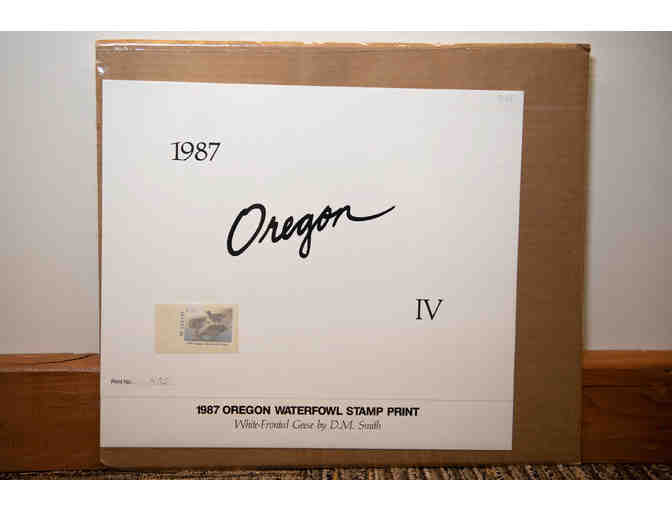 White-Fronted Geese by D.M. Smith, 1986 Stamp & Print