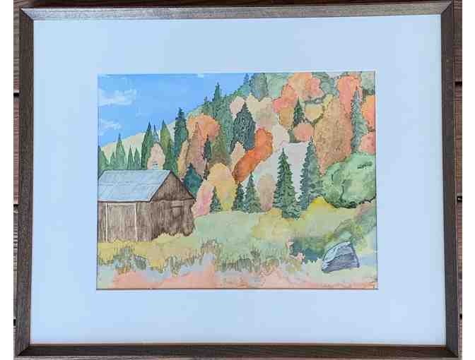 Framed Original Watercolor Painting of  'Hope Valley in Fall'