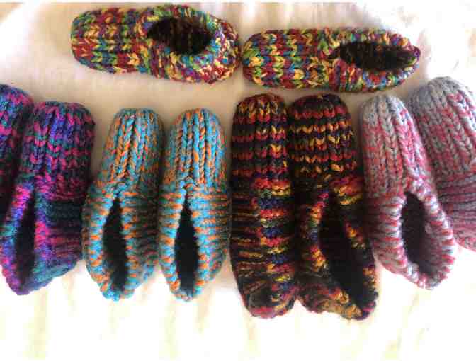Hand Knit Slippers from Upcycled Yarn:  For Family Members & Guests