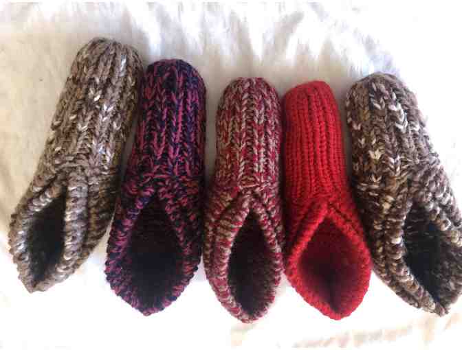 Hand Knit Slippers from Up-Cycled Yarn for Family Members or Guests