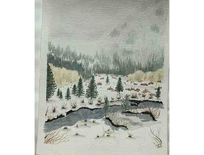 Framed Original Watercolor Painting of 'Hope Valley in Winter'
