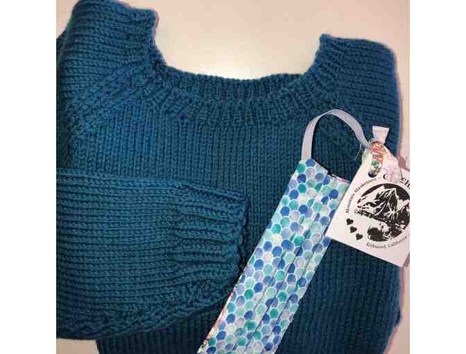 Hand Knit Sweater - Children's Size  & One Child SIze Face Mask