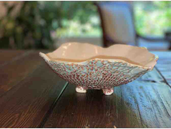 Hand Made and Built Bone White Clay Footed Bowl with Shino Glaze