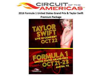 Circuit of the Americas 2016 Formula 1 US Grand Prix & Taylor Swift Premium Package in TX