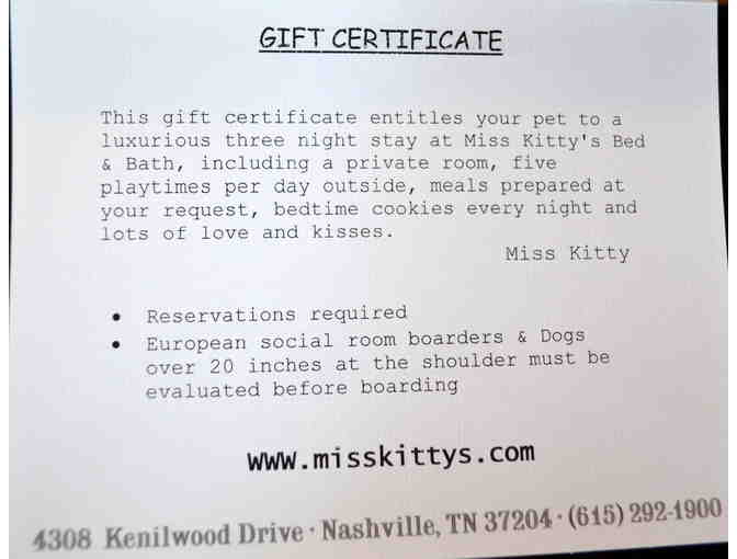 Miss Kitty's Gift Certificate for 3-Night Stay