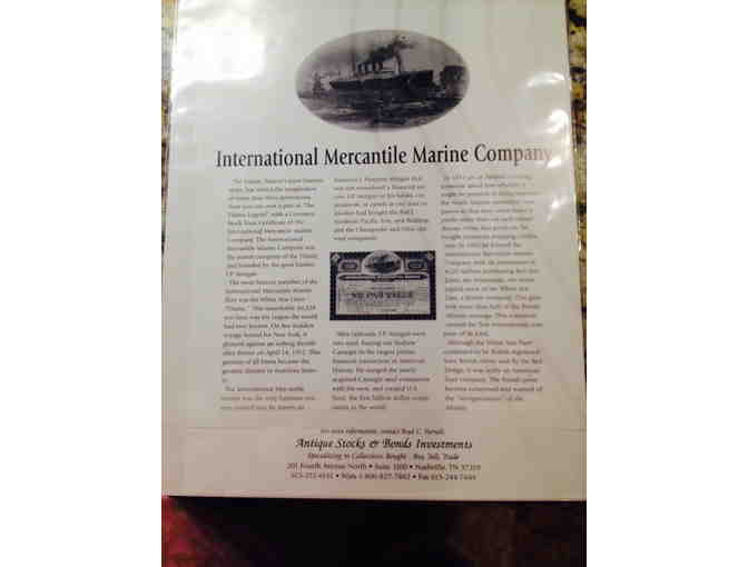 International Mercantil Marine Company - Original Stock Certificate
