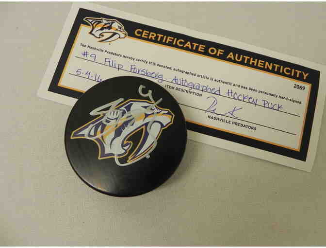 Nashville Predators NHL All Star Filip Forsberg Autographed Hockey Puck