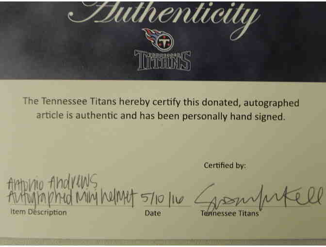 Tennessee Titans Antonio Andrews Autographed Mini Helmet