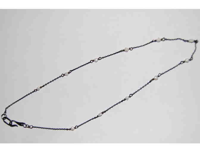 Boris Litwin Jewelers - Oxidized Sterling and American Pearl Necklace